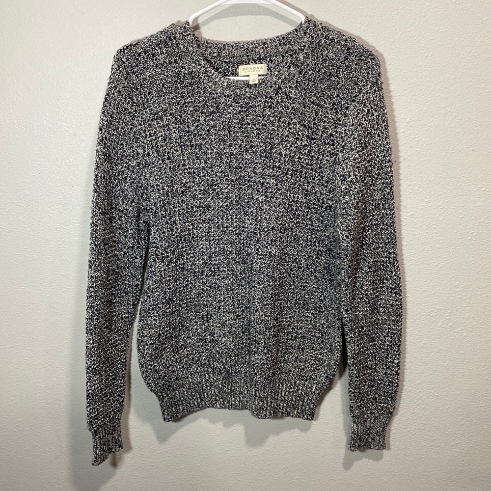 Sonoma cotton blend sweater Heather black white